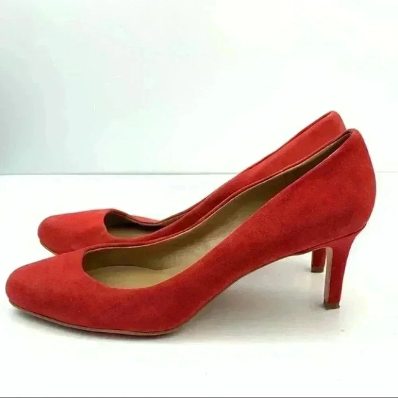 Ann Taylor heels size 9 coral suede almond toe - Picture 5 of 12
